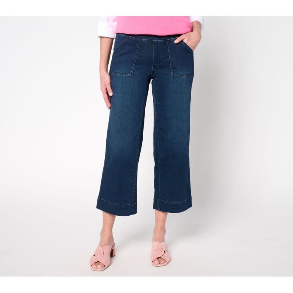 Belle by Kim Gravel Women's Pants Sz 12 TripleLuxe Denim Wide Leg Blue A634772